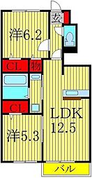 キャトルセゾンF 2LDKの間取図画像