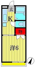 ワンロード 1Kの間取図画像