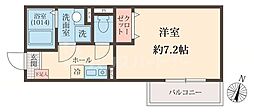 メグリオ柏の葉 1Kの間取図画像