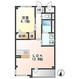 柏市豊四季マンション 1LDKの間取図画像