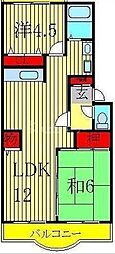 第17パールメゾン平川 2LDKの間取図画像