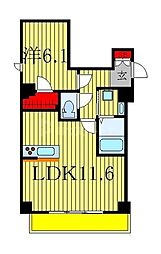 ダイヤモンドクレスト柏 1LDKの間取図画像