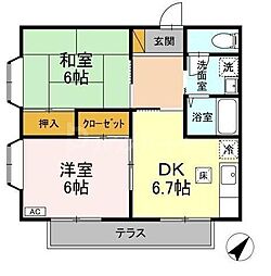 見崎コーポ 2DKの間取図画像