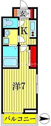 アイリス関場 1Kの間取図画像