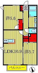メゾン明原 2LDKの間取図画像