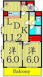 第23新井ビル 4階2LDKの間取り