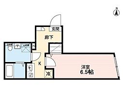 エクセラン五反野 1階1Kの間取り