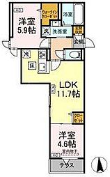 セレスティア六町II 3階2LDKの間取り