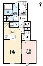 リーブルファイン足立南花畑 1階1LDKの間取り