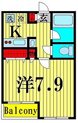 パラシオ北綾瀬 1階1Kの間取り