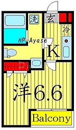 Bleu　Fonce 2階1Kの間取り