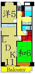 フレール綾瀬3 3階2LDKの間取り