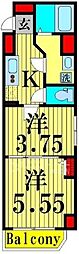 アーバハイツ六町1号館 5階2Kの間取り
