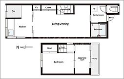 足立区青井戸建 1階2LDKの間取り