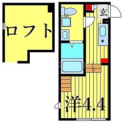 ハーモニーテラス中川IV 1階1Kの間取り