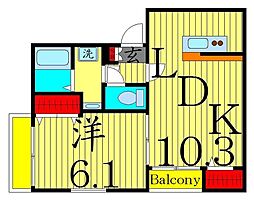 グランクオール西綾瀬 1階1LDKの間取り