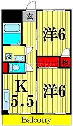 ニューサカエコーポ 1階2Kの間取り