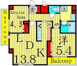 アーバンパーク綾瀬 6階1SLDKの間取り