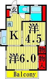 ヴィラ・マーレ 1階2Kの間取り