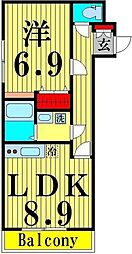 サンマインド 3階1LDKの間取り