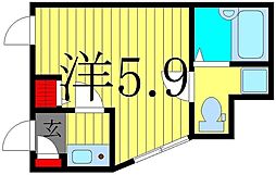 桜木ヒルズ綾瀬 3階1Kの間取り