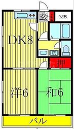 江藤マンション 5階2DKの間取り