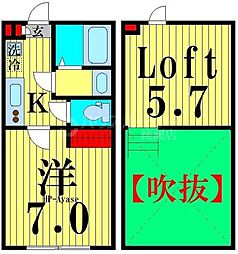 Ring7 1階1Kの間取り