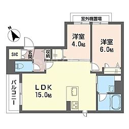 ウィルII 201 2階2LDKの間取り