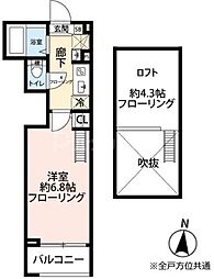 グランクオール青井WEST 1Kの間取図画像