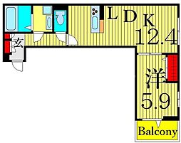 セレスティア東四つ木1 1LDKの間取図画像
