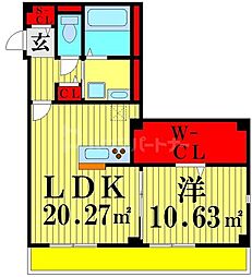 アステール梅島 1LDKの間取図画像
