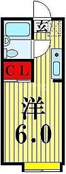 キャピタル北綾瀬C ワンルームの間取図画像
