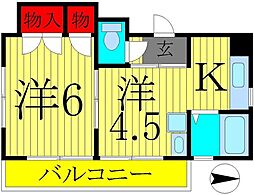 アドニスマンション 1Kの間取図画像