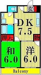 榎本ハイデンス 2DKの間取図画像