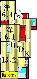 ラルーチェ 2LDKの間取図画像