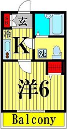 プランドール 1Kの間取図画像