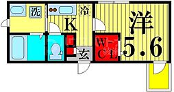 グランディオ北綾瀬 1Kの間取図画像