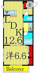 Gardens南花畑 1LDKの間取図画像