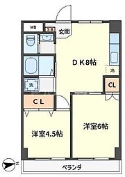 スプリングパーク綾瀬 2DKの間取図画像