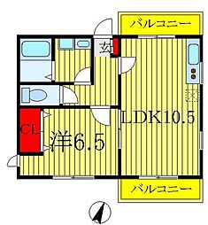 YB-ブライトンヒルズ 1LDKの間取図画像