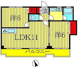 ヴァンベール 2LDKの間取図画像
