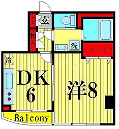 パークヒル綾瀬 1DKの間取図画像