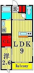 オトア2 1LDKの間取図画像