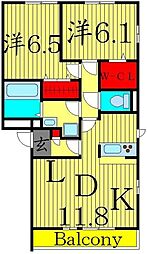 プランドールA 2LDKの間取図画像