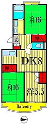 エクセルエステートヨシダパート2 3DKの間取図画像