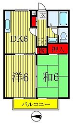 サンライズ壱番館 2DKの間取図画像