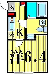 FUUWA綾瀬 1Kの間取図画像