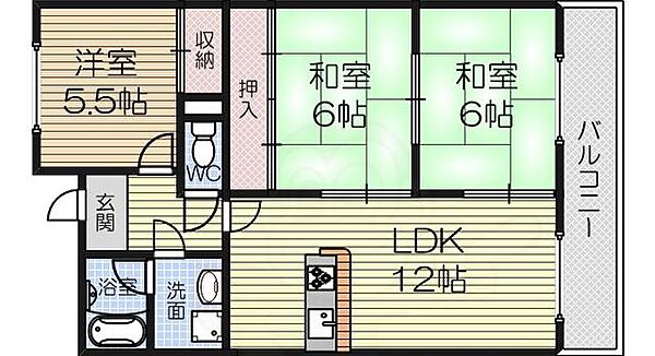 エンデバー高石 ｜大阪府高石市東羽衣６丁目(賃貸マンション3LDK・4階・65.00㎡)の写真 その2