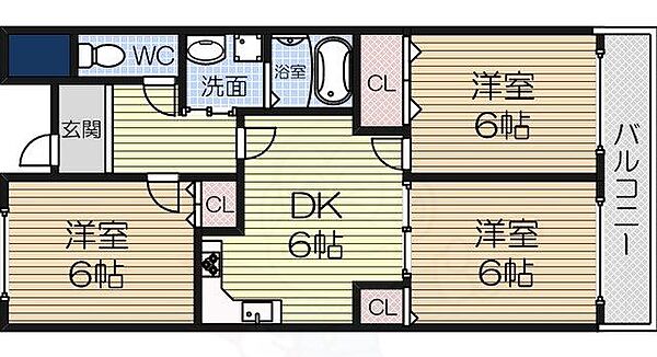 ウォーク羽衣 405｜大阪府高石市東羽衣３丁目(賃貸マンション3DK・4階・56.81㎡)の写真 その2