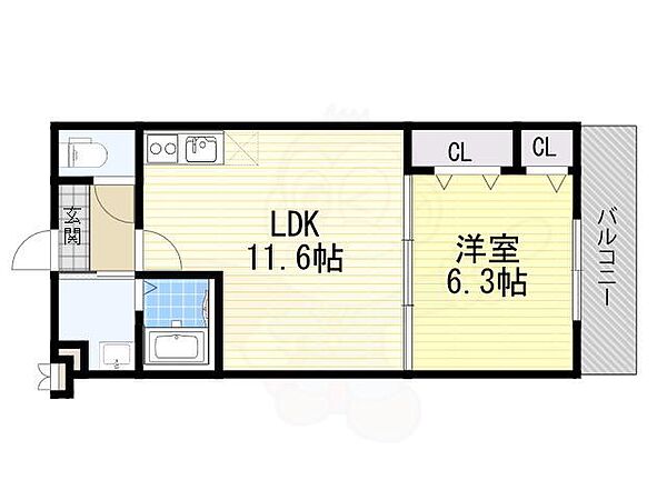 大阪府高石市東羽衣５丁目(賃貸アパート1LDK・2階・40.50㎡)の写真 その2